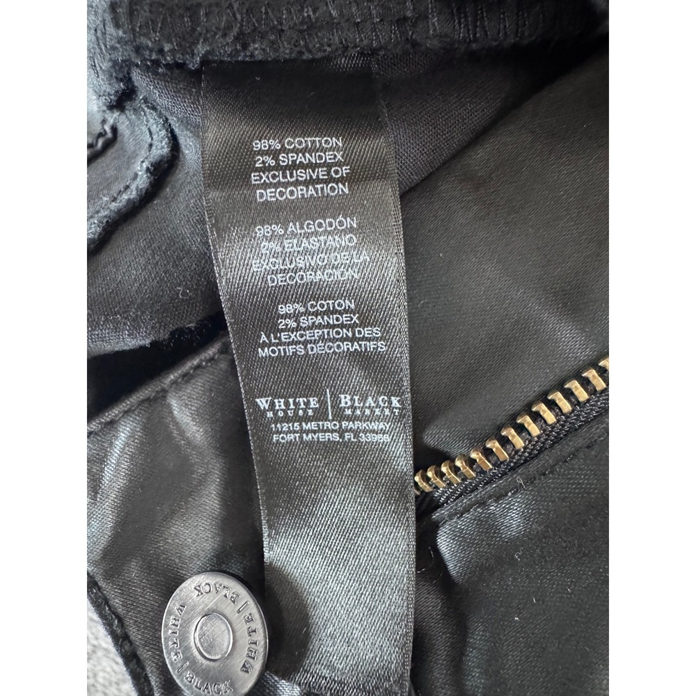 White House Black Market Skimmer Black Coated Ankle Zip Pants Womens 8 - Picture 4 of 10
